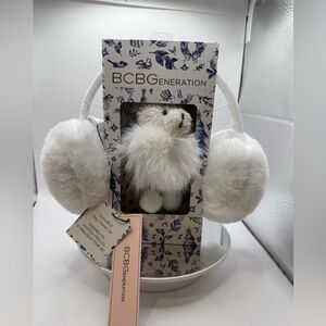 BCBGeneration White Earmuffs & Bag Charm set